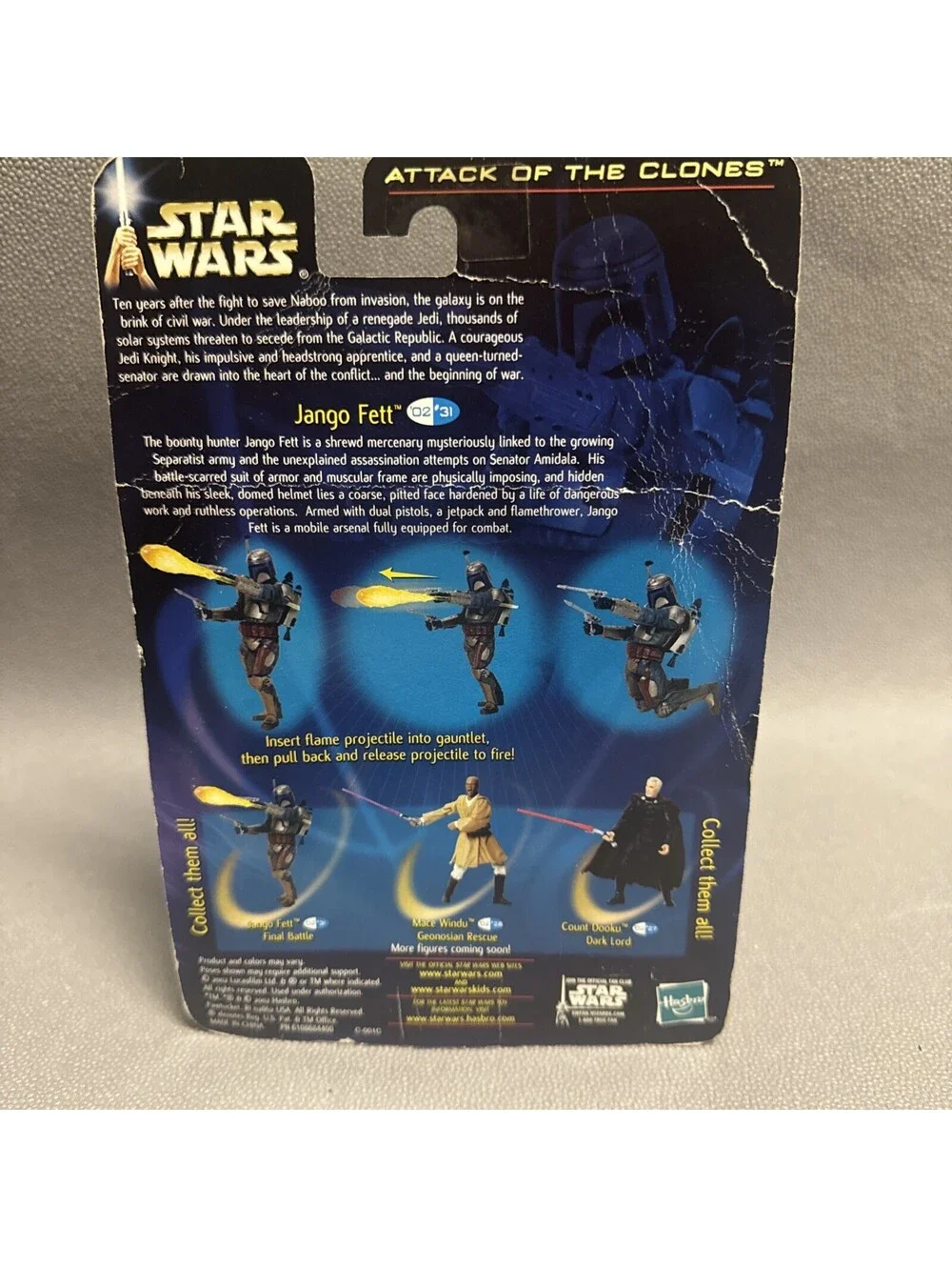 Hasbro Star Wars Attack Of The Clones Jango Fett Final Battle Firing Gauntlet